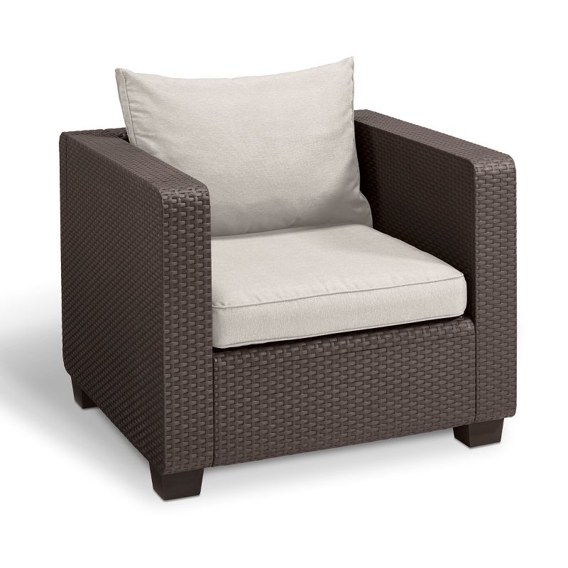Salta Outdoor Resin Patio Armchair with Cushions Brown - Keter