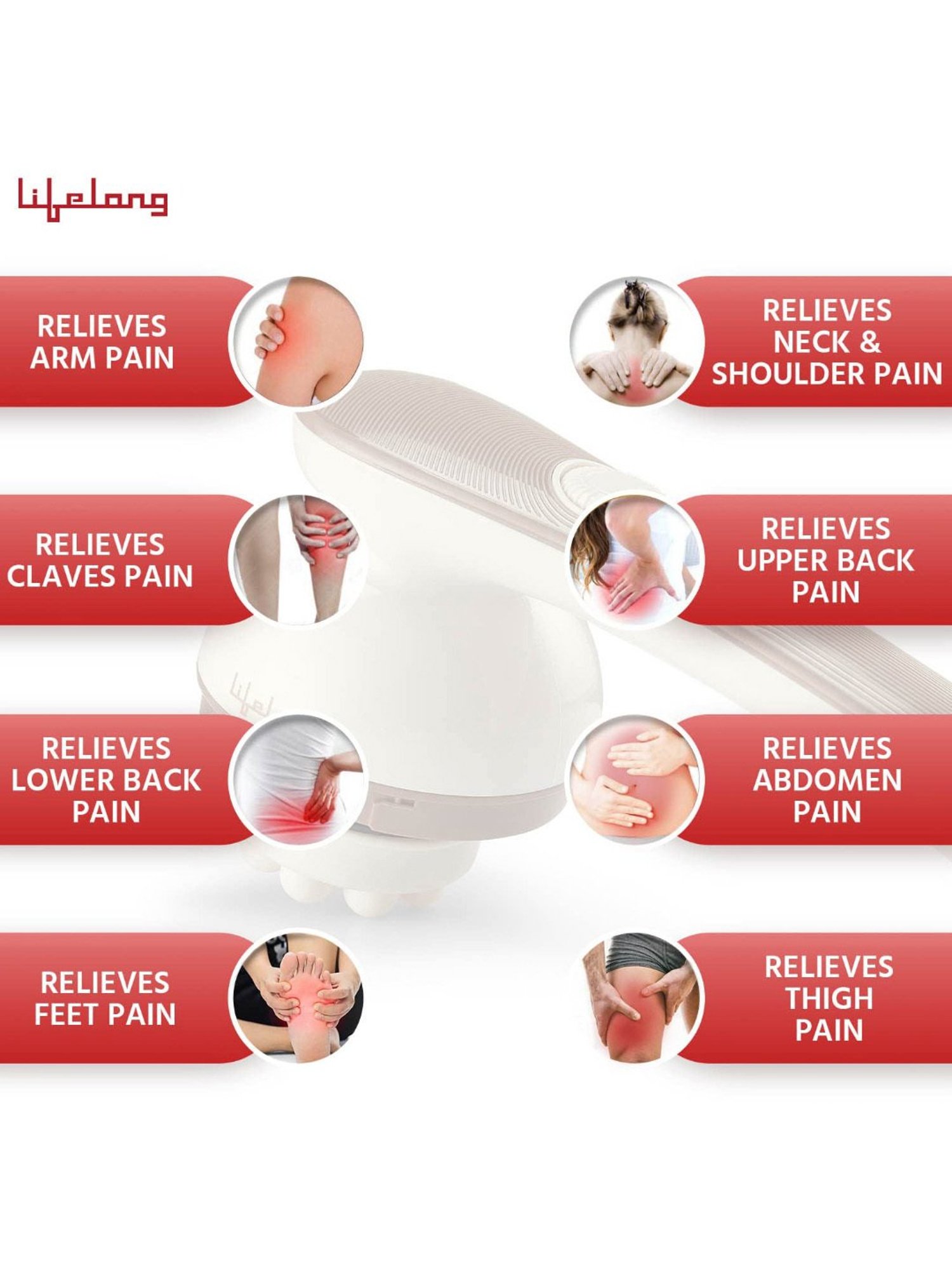 Lifelong LLM180 Electric Handheld Full Body Massager (Brown)