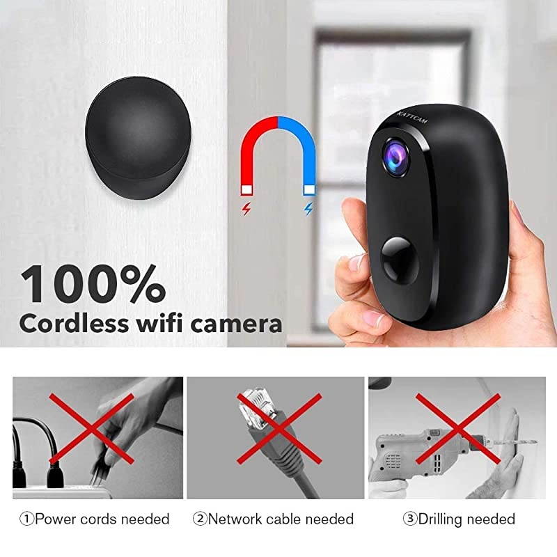 Camera Outdoor Wireless, Surveillance Rechargeable Battery-Powered WiFi 1080P Camera 10000mAh, PIR Motion Detection, 2Way Audio, Night Vision (Single)