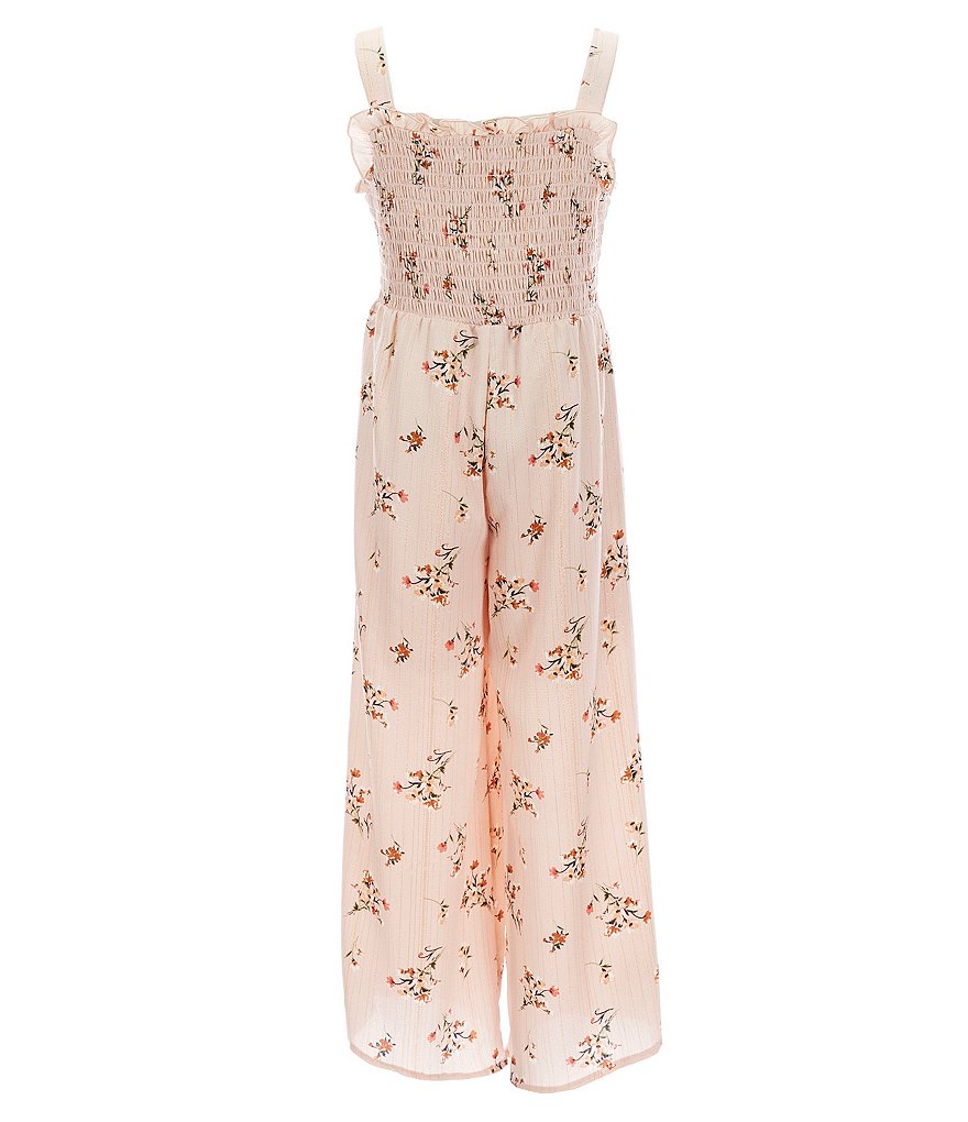 Rare Editions Big Girls 7-16 Printed Chiffon Jumpsuit & Denim Vest Set