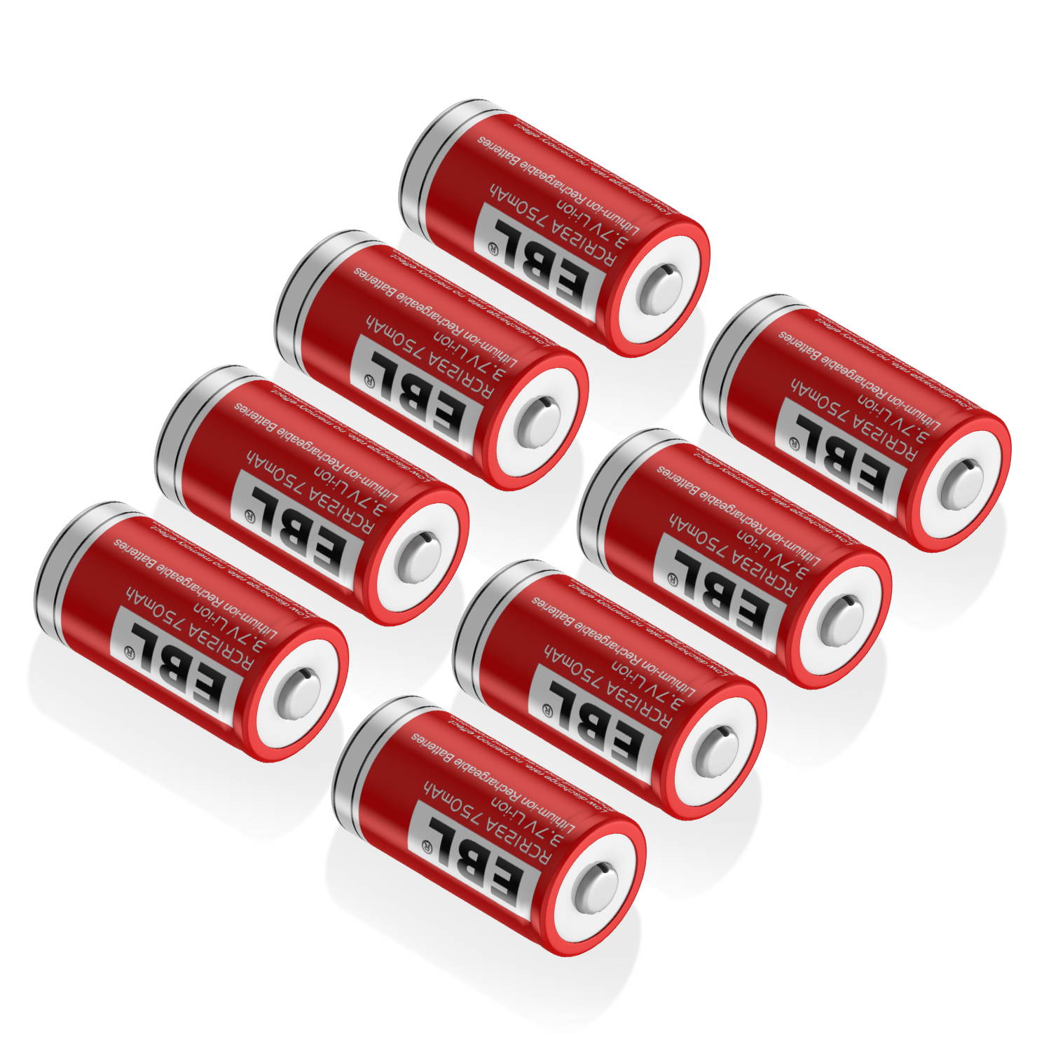 EBL 8 Pcs 16340 Battery 750mAh 3.7V BRC CR123A Li-ion Rechargeable Batteries for Flashlights