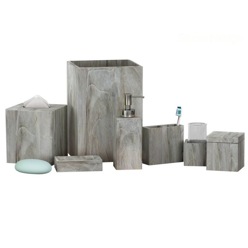 8pc Stone hedge metal Bath Accessory Set for Vanity Counter Tops White - Nu Steel