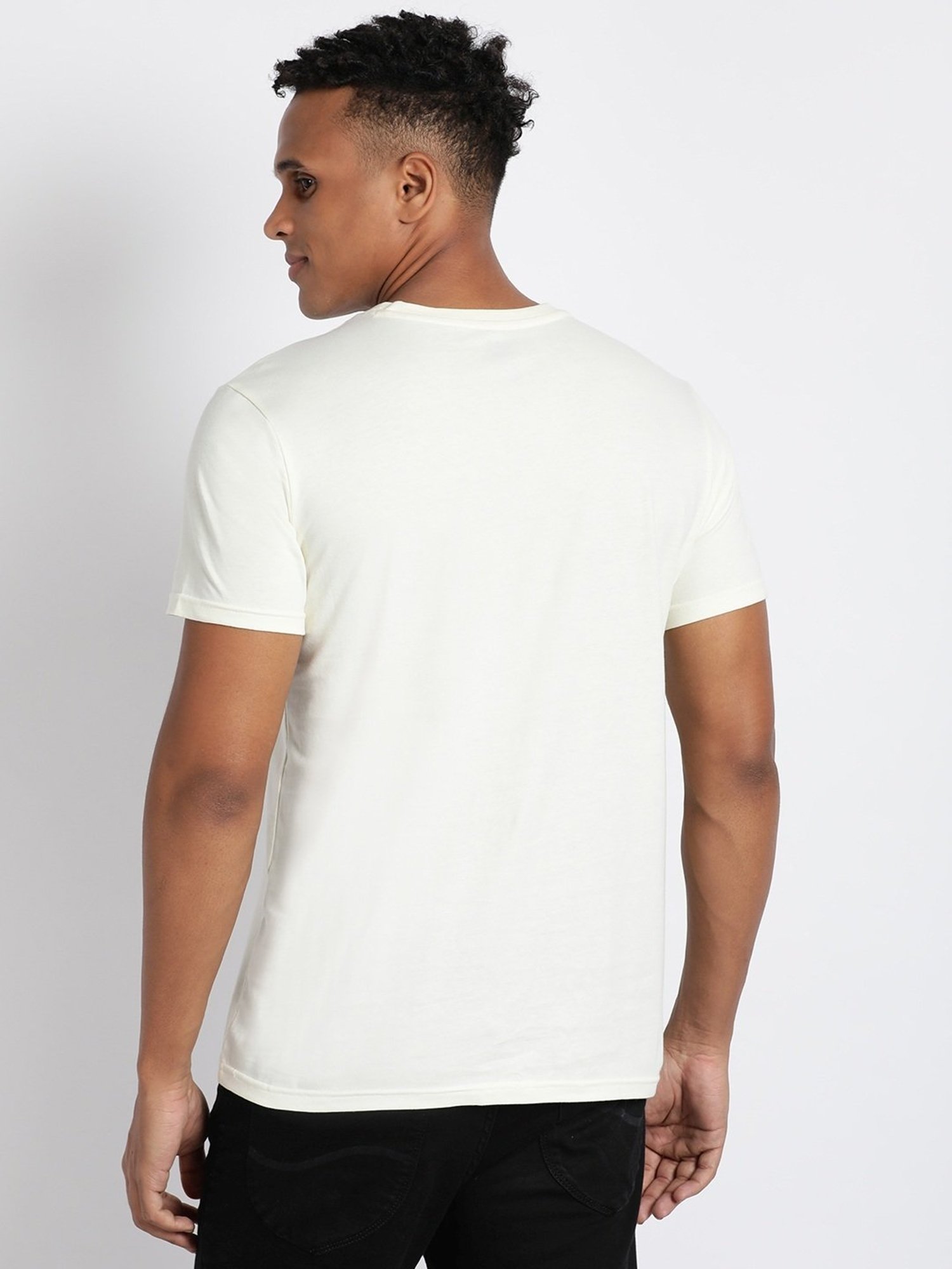 Lee White Cotton Slim Fit Printed T-Shirt