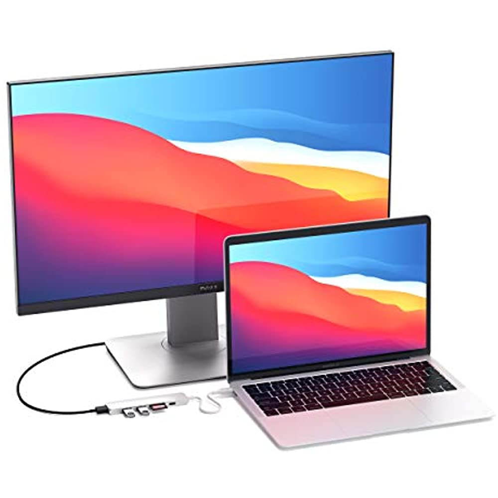 Satechi Slim Aluminum Type-C Multi-Port Adapter V2 with USB-C PD, 4K HDMI (30Hz), Micro/SD Card Readers, USB 3.0 - Compatible with 2020/2018 MacBook Pro, 2020/2019/2018 MacBook Air, 2020/2018 iPad Pro