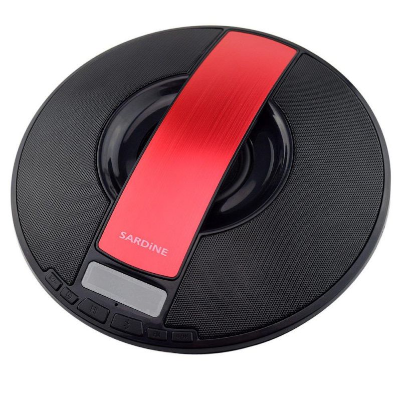 ChiTronic Sardine Airship SDY-021 HiFi Bluetooth Stereo Audio Speaker Music Player FM Radio + Alarm Clock,Black+Red