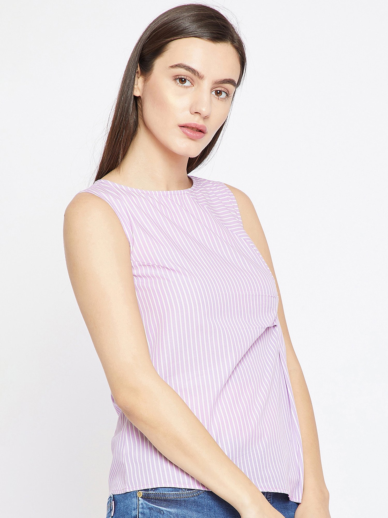 Marie Claire Light Purple Striped Top
