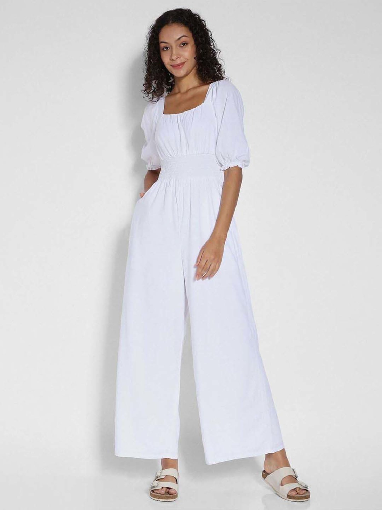 American Eagle Outfitters White Full Length Jumpsuit