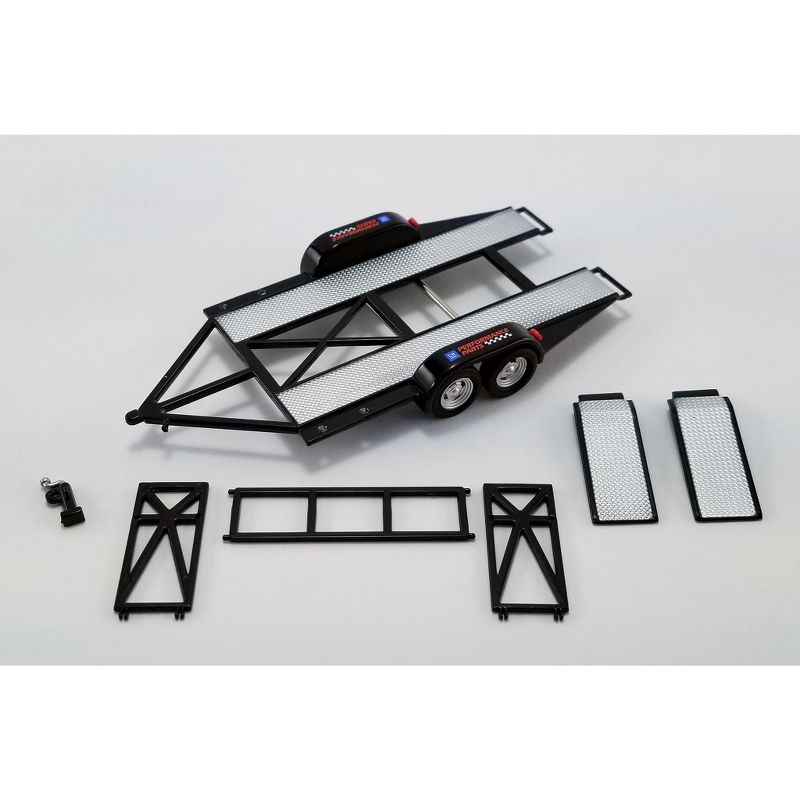 Tandem Car Trailer with Tire Rack Black "GM Performance Parts" for 1/43 Scale Model Cars by GMP