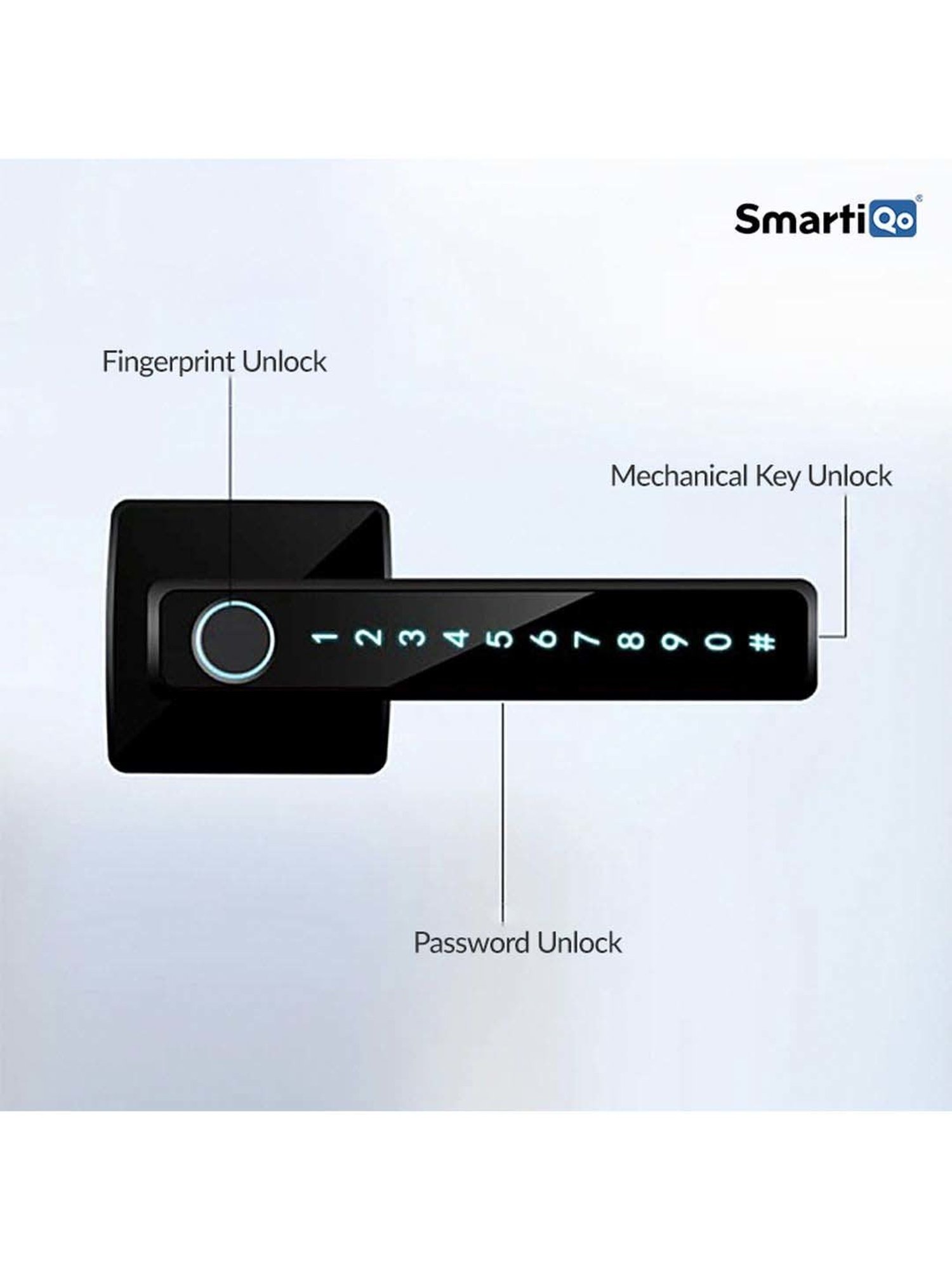 SmartiQo Fingerprint Passcode Handle Door Lock