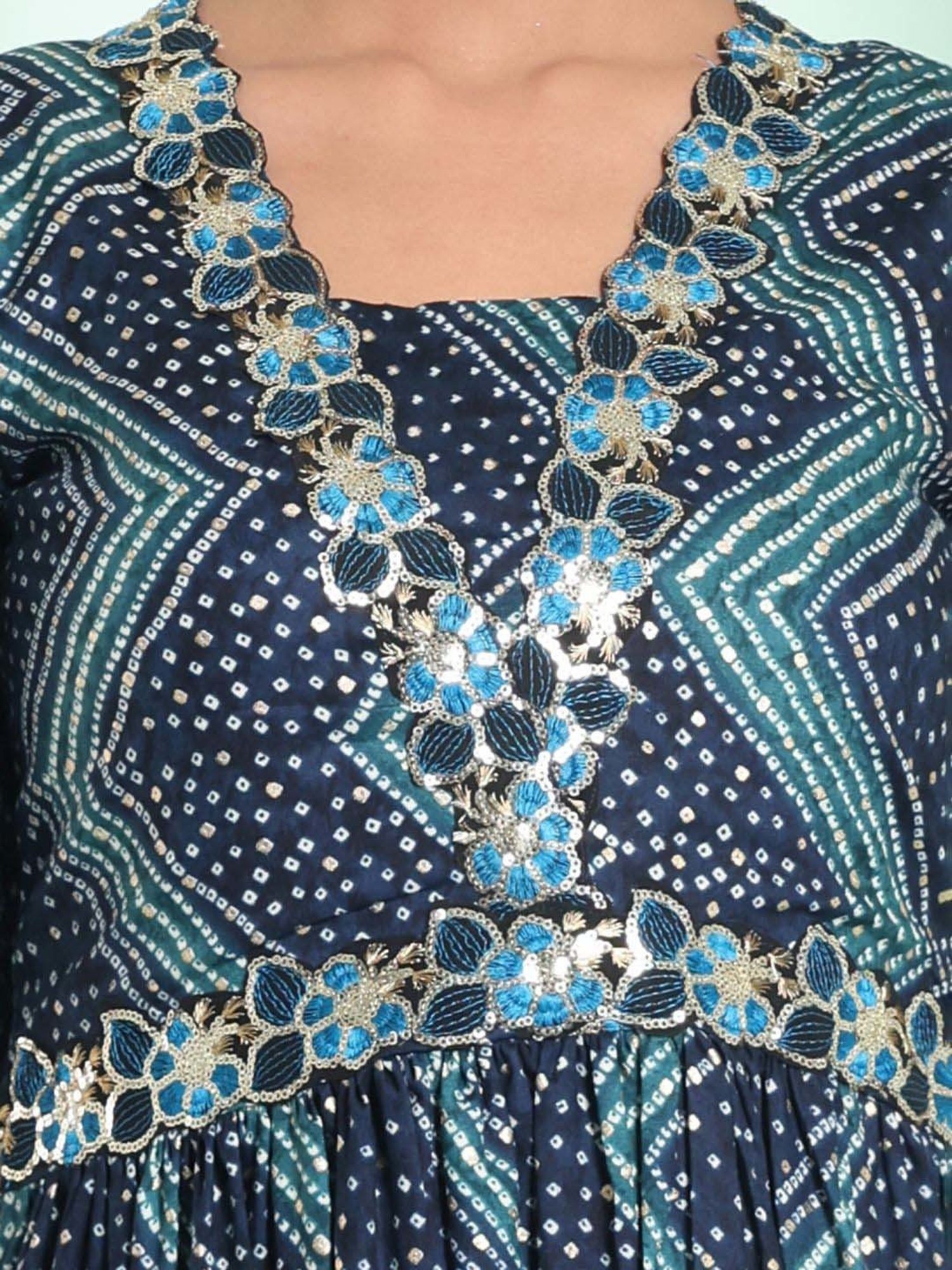 CHARUKRITI Blue Printed Maxi Dress