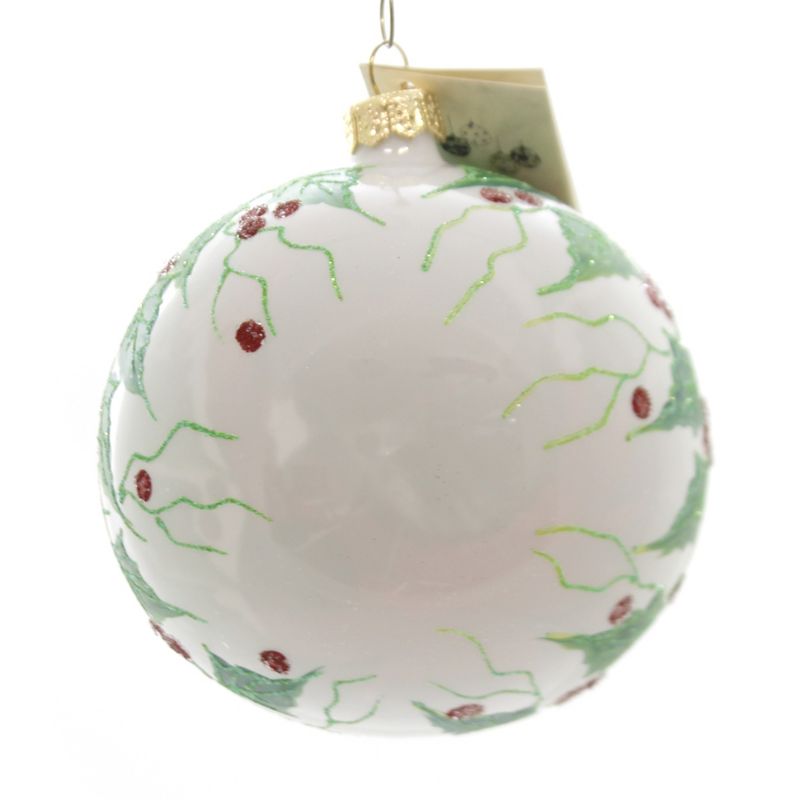 Christina's World 4.0" Cheeky Santa & Holly Mouth Blown Hand Painted  -  Tree Ornaments