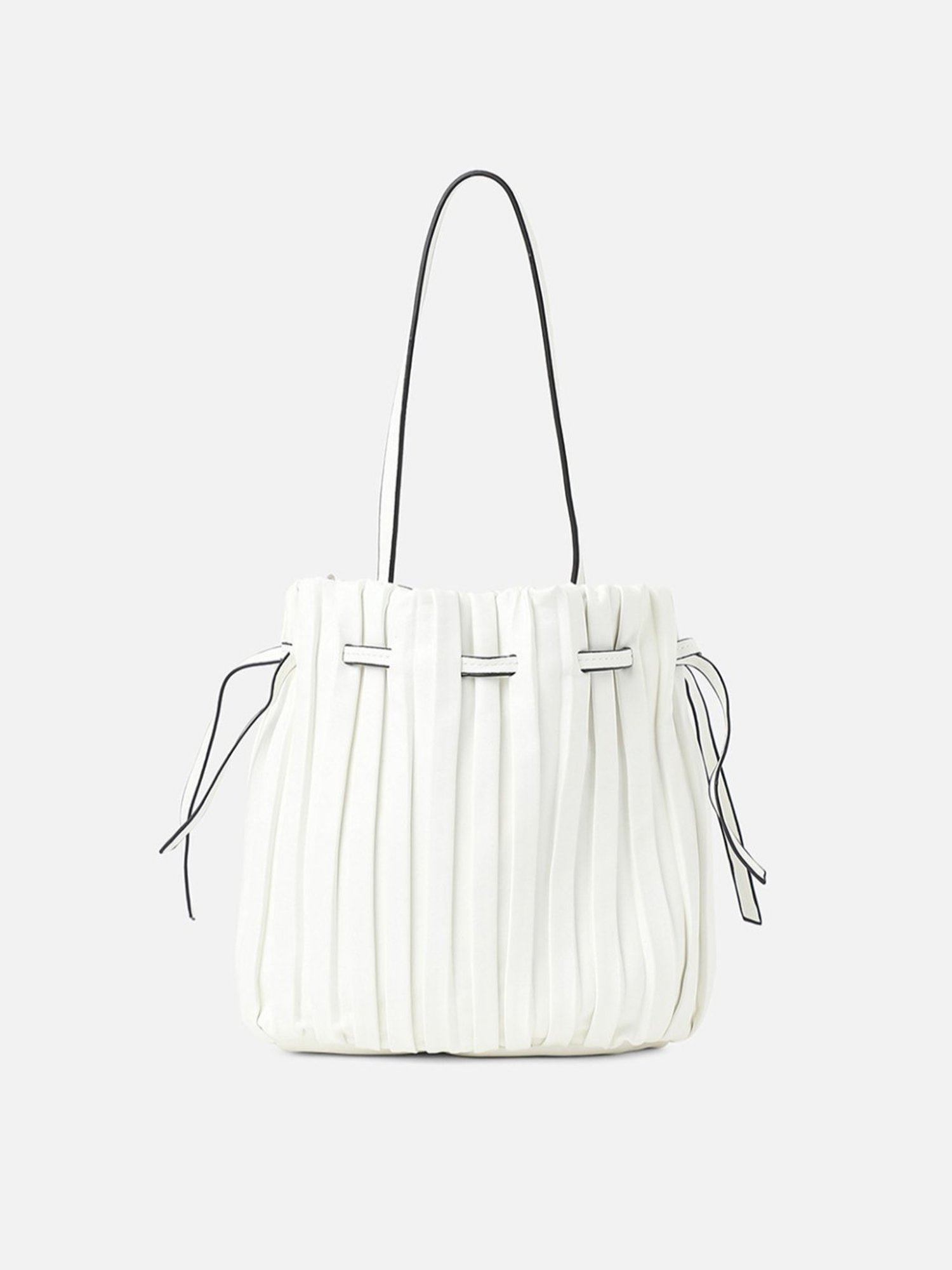 HauteSauce White Textured Medium Handheld Handbag