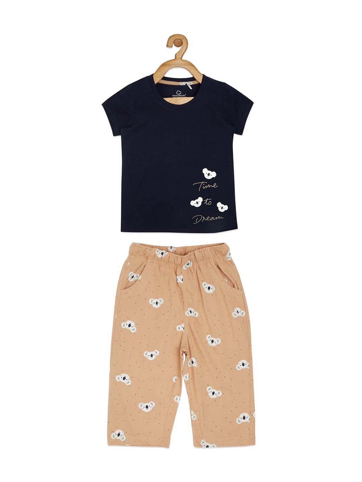 Sweet Dreams Kids Night Navy Printed T-Shirt Set