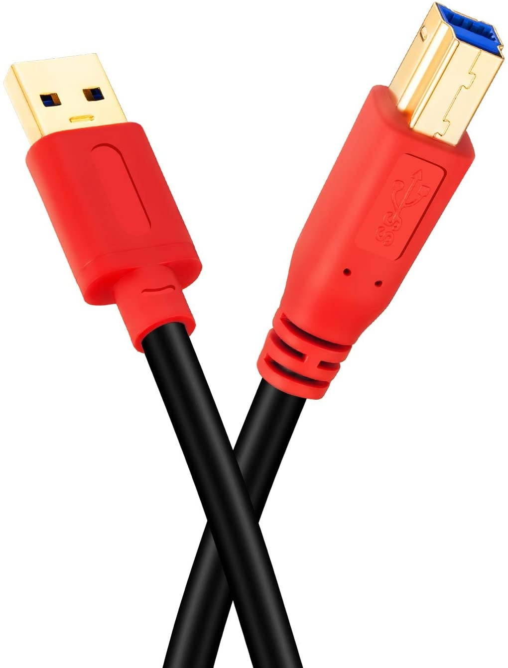 USB 3.0 Cable A Male to B Male 12FtTan QY Type A to B Male Compatible with Hard Disk DrivePrintersScannerUSB HubMonitor and More (12Ft)