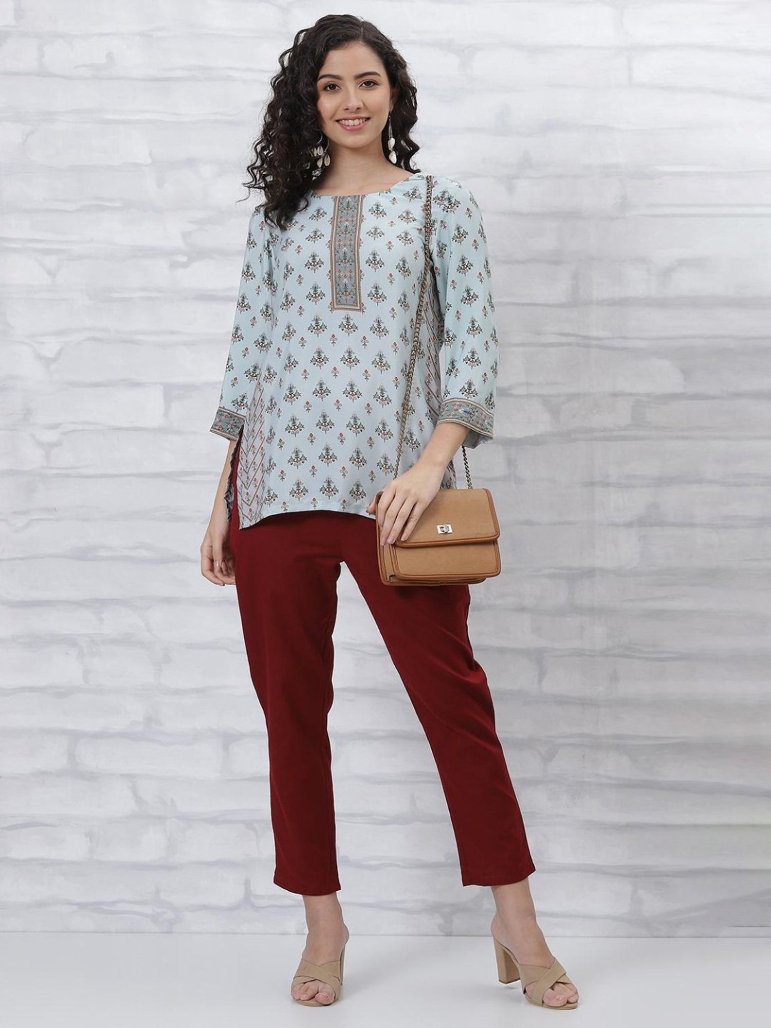 Rangriti Blue Printed Tunic