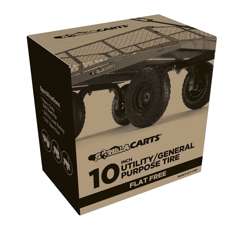 Gorilla Carts GCT10NF 10 Inch No Flat Replacement Pneumatic Tire Wheel with Offset Hub, Utility Garden Cart, Wheelbarrow, Dolly, and Wagon  2 Pack