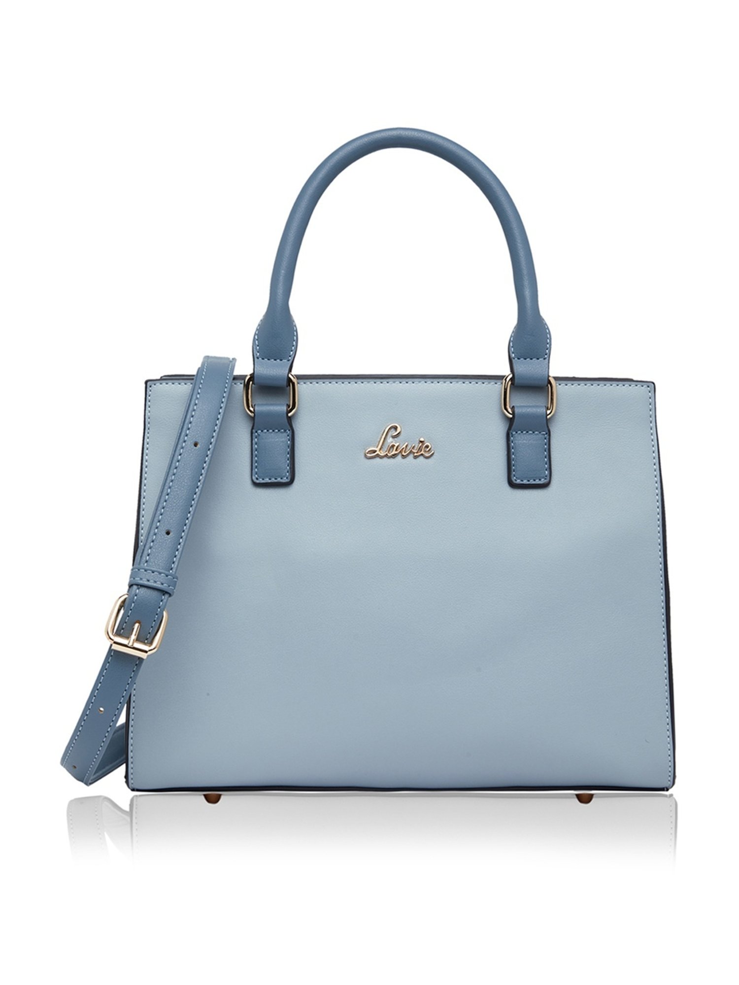 Lavie Shelly Powder Blue Synthetic Solid Handbag