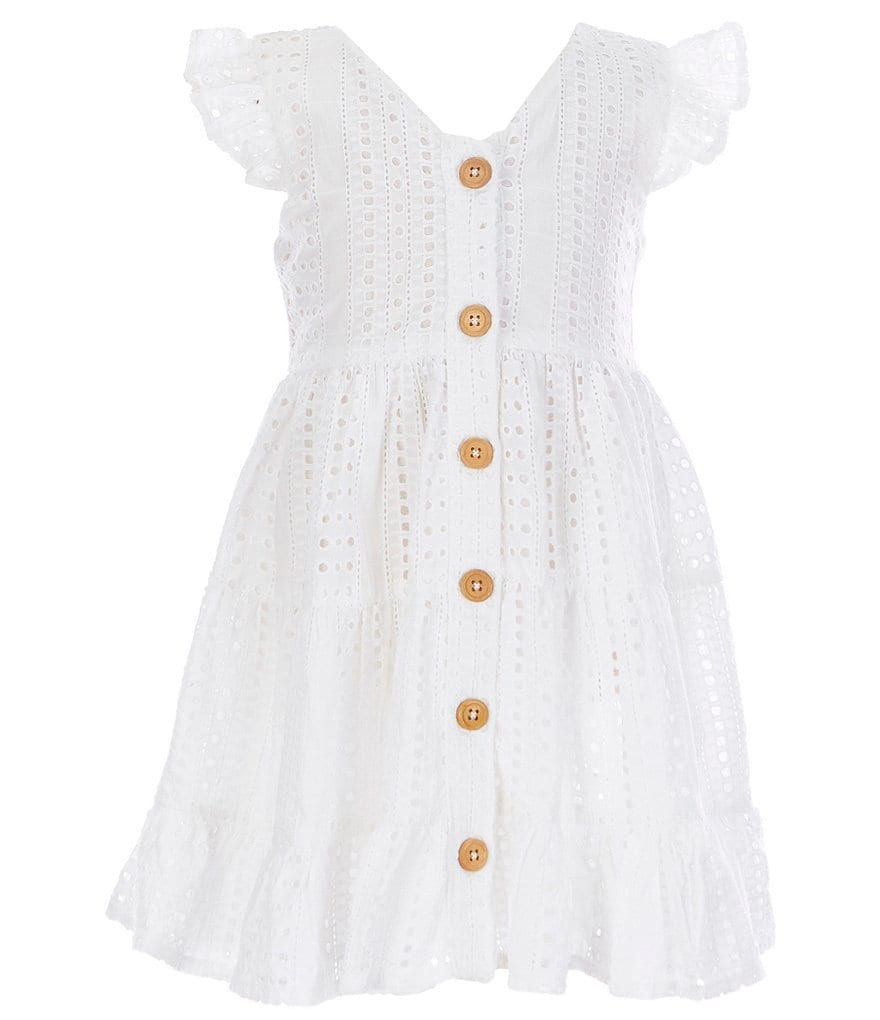 Rare Editions Little Girls 2T-6X Flutter-Sleeve Eyelet Babydoll Dress