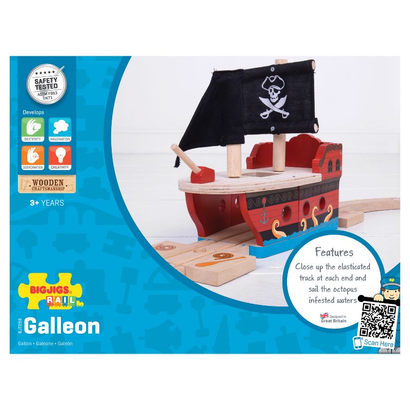 Bigjigs Rail Pirate Galleon Wooden Railway Train Set Accessory