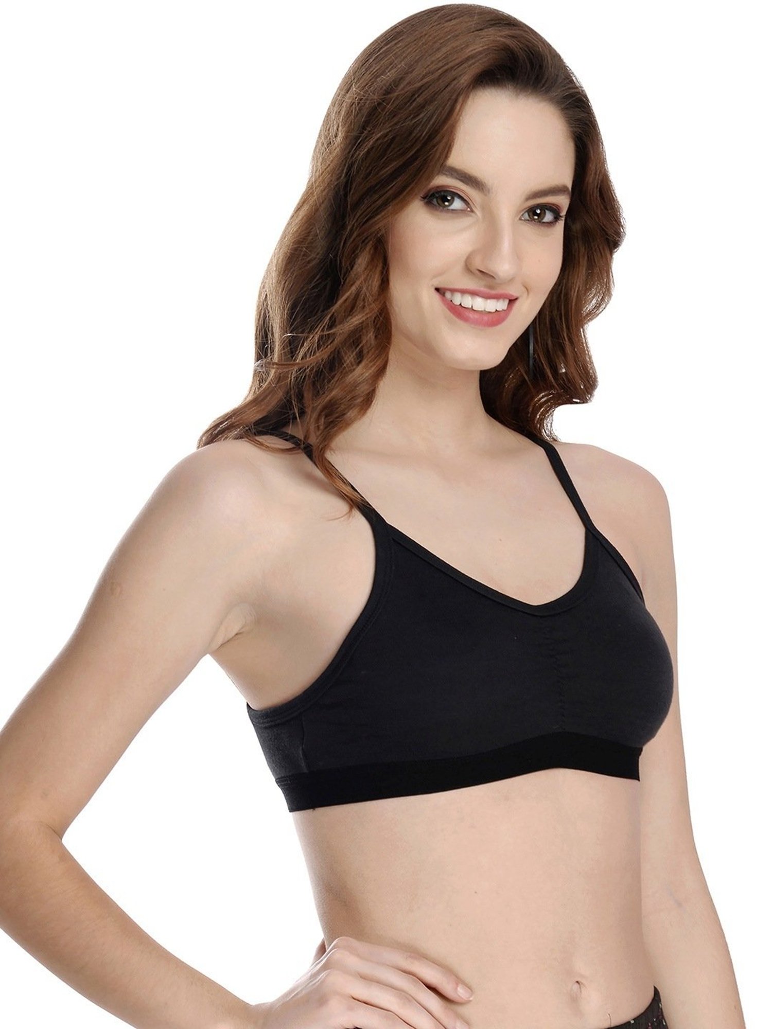 AROUSY Black & Yellow Cotton Beginner's Bra - Pack Of 3