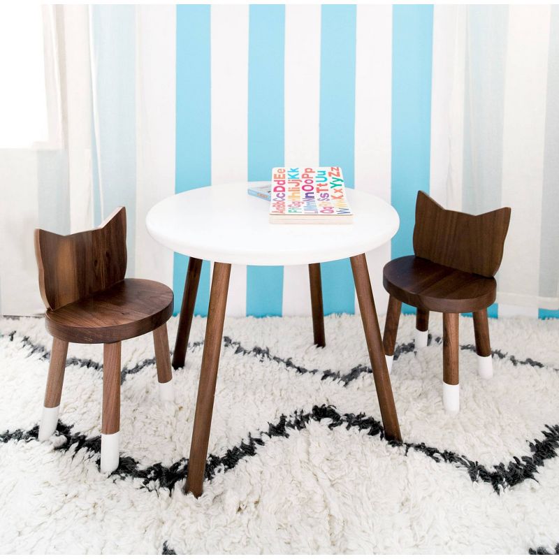 23.5" Peewee Round Kids' Table Walnut/White - Nico & Yeye