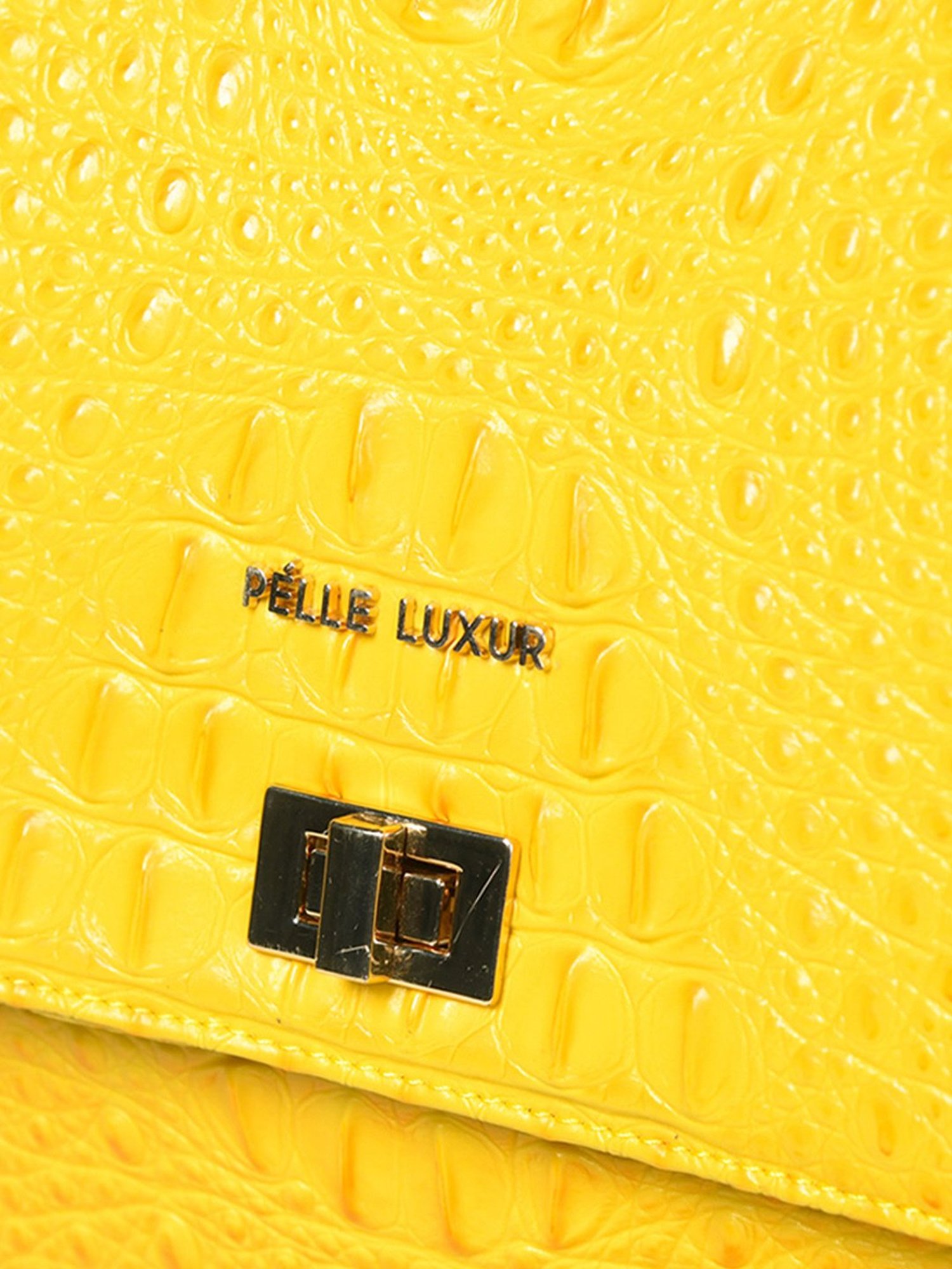 PELLE LUXUR Yellow Animal Effect Medium Cross Body Bag