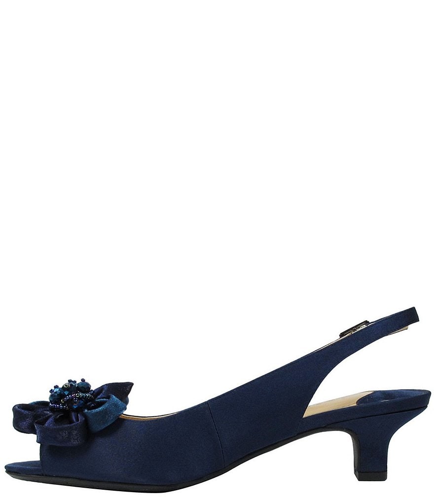 J. Renee Leonelle Embellished Bow Slingback Peep Toe Pumps