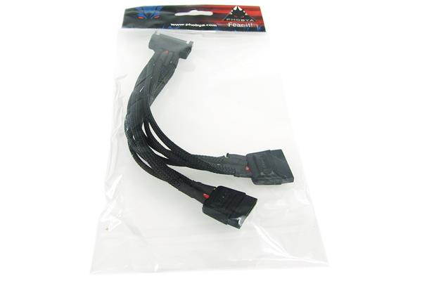 Phobya 5-Pin SATA Power to 2x 5-Pin SATA Power Splitter Cable - 15cm | Black (87291)