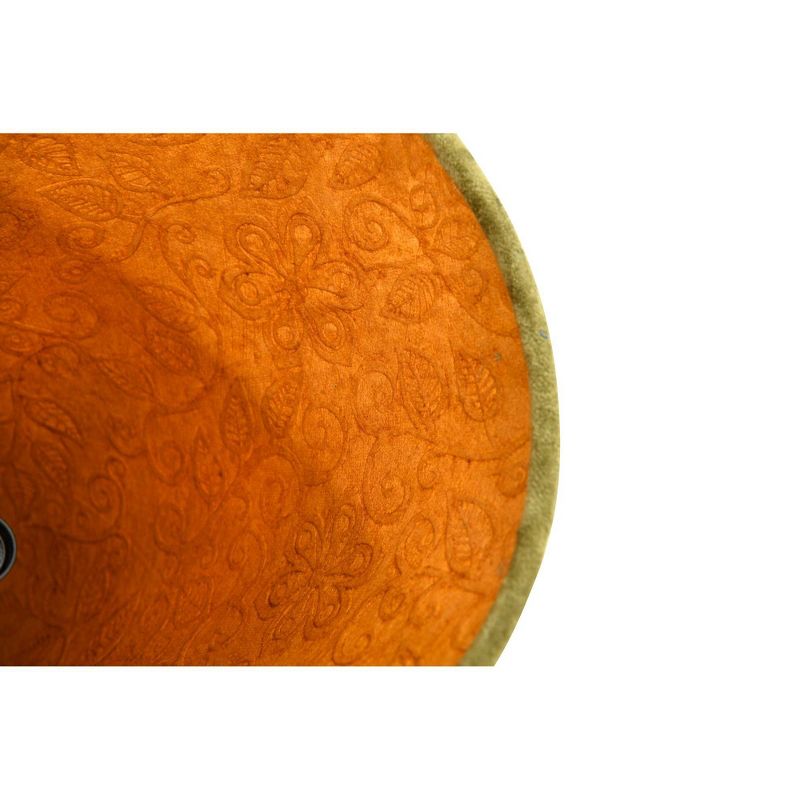 6" Cord Cone Shaped Cotton Velvet Pendant Ceiling Light with Handmade Paper Lining Olive Green - 3R Studios