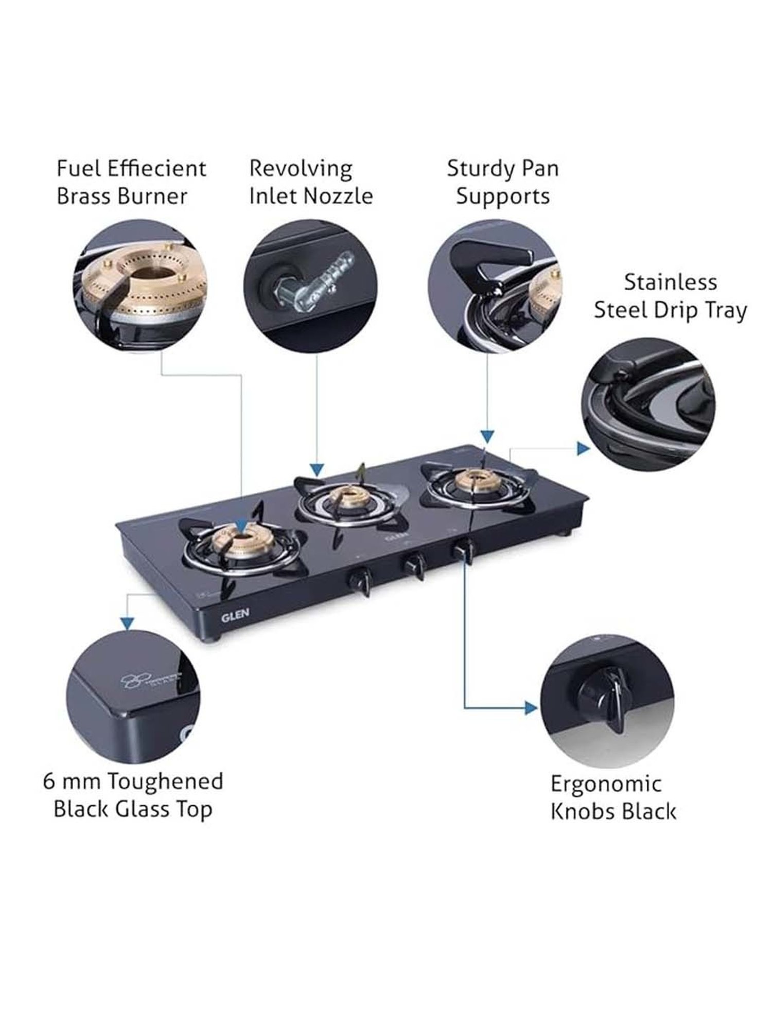 Glen LPG Gas Stoves with 3 Burner