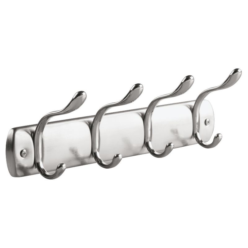 InterDesign Bruschia 8-Hook Steel Wall Mount Storage Rack - Nickel/Chrome (13")