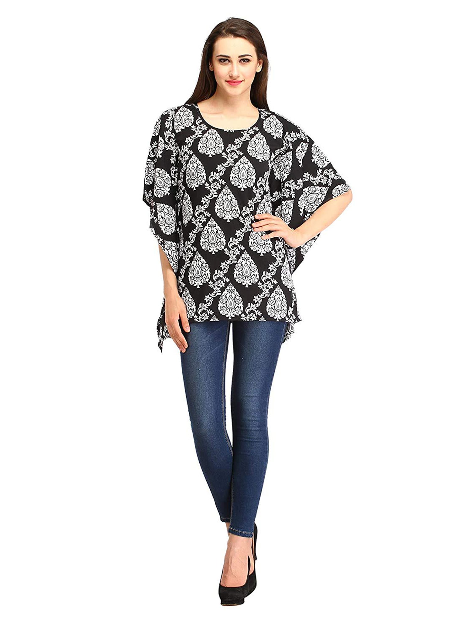 Cottinfab Black & White Printed Kaftan