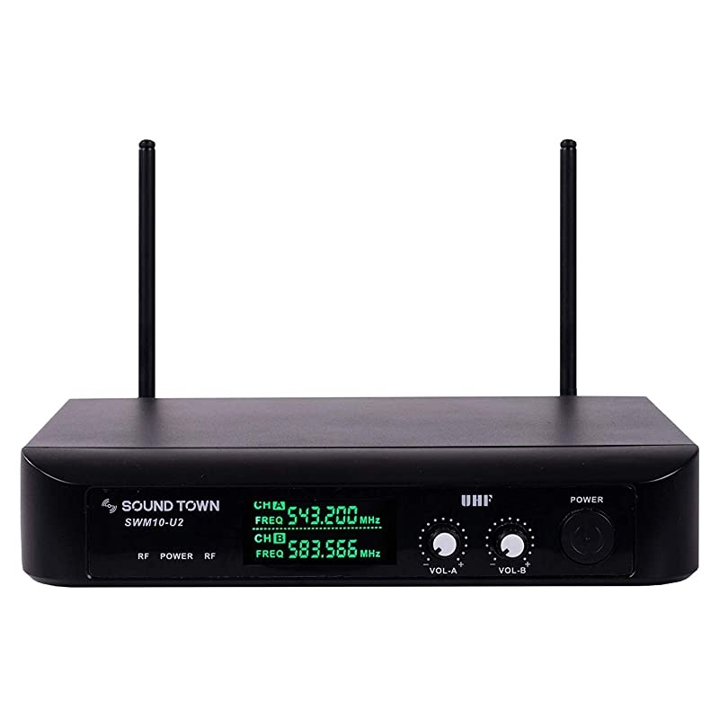 Professional DualChannel UHF Headset Wireless Microphone System with LED Display 2 Headset mics 2 Bodypack Transmitters SWM10U2BB