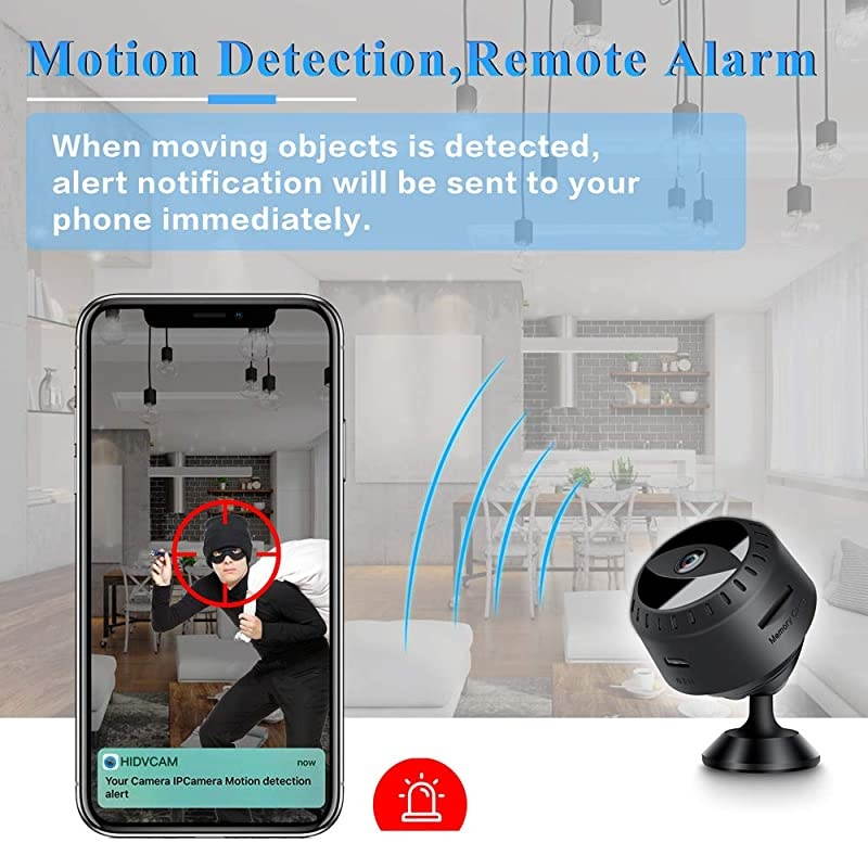 Mini Spy Hidden Camera,  1080P Full HD Wireless WiFi Security Video Camera with Night Vision and Motion Detection, Portable Tiny Nanny Cam with Monitor Phone App for Car Indoor Outdoor Home