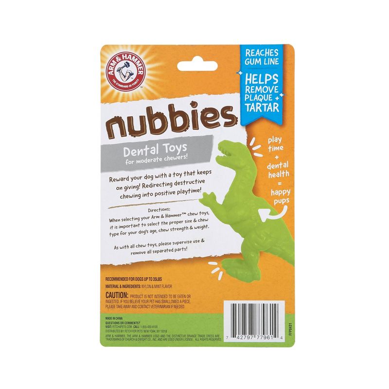 Arm & Hammer Nubbies T-Rex Dental Dog Toy - Mint - Single Pack