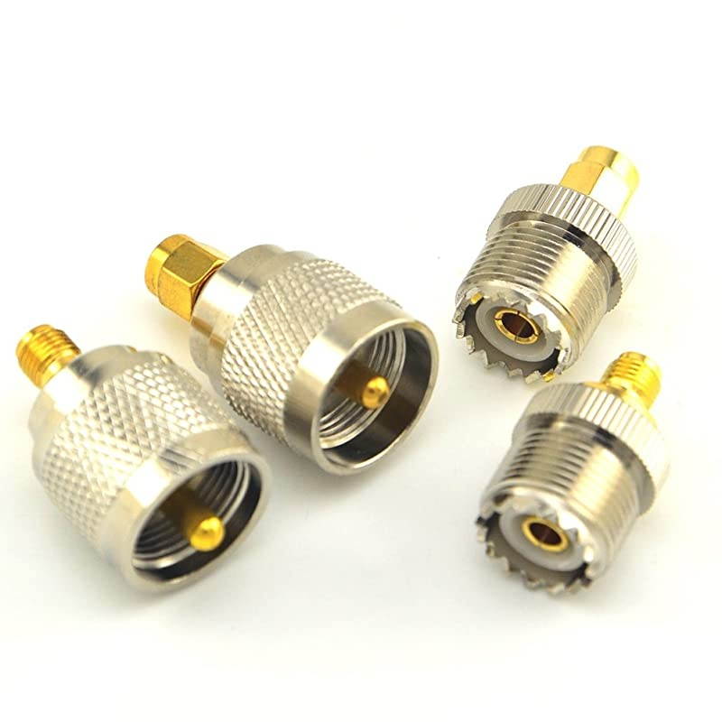 RF Connectors Kit SMA to UHF PL259 SO239 4 Type Set SMA JackPlug to UHF Nickel Gold Plated Test Converter Pack of 4