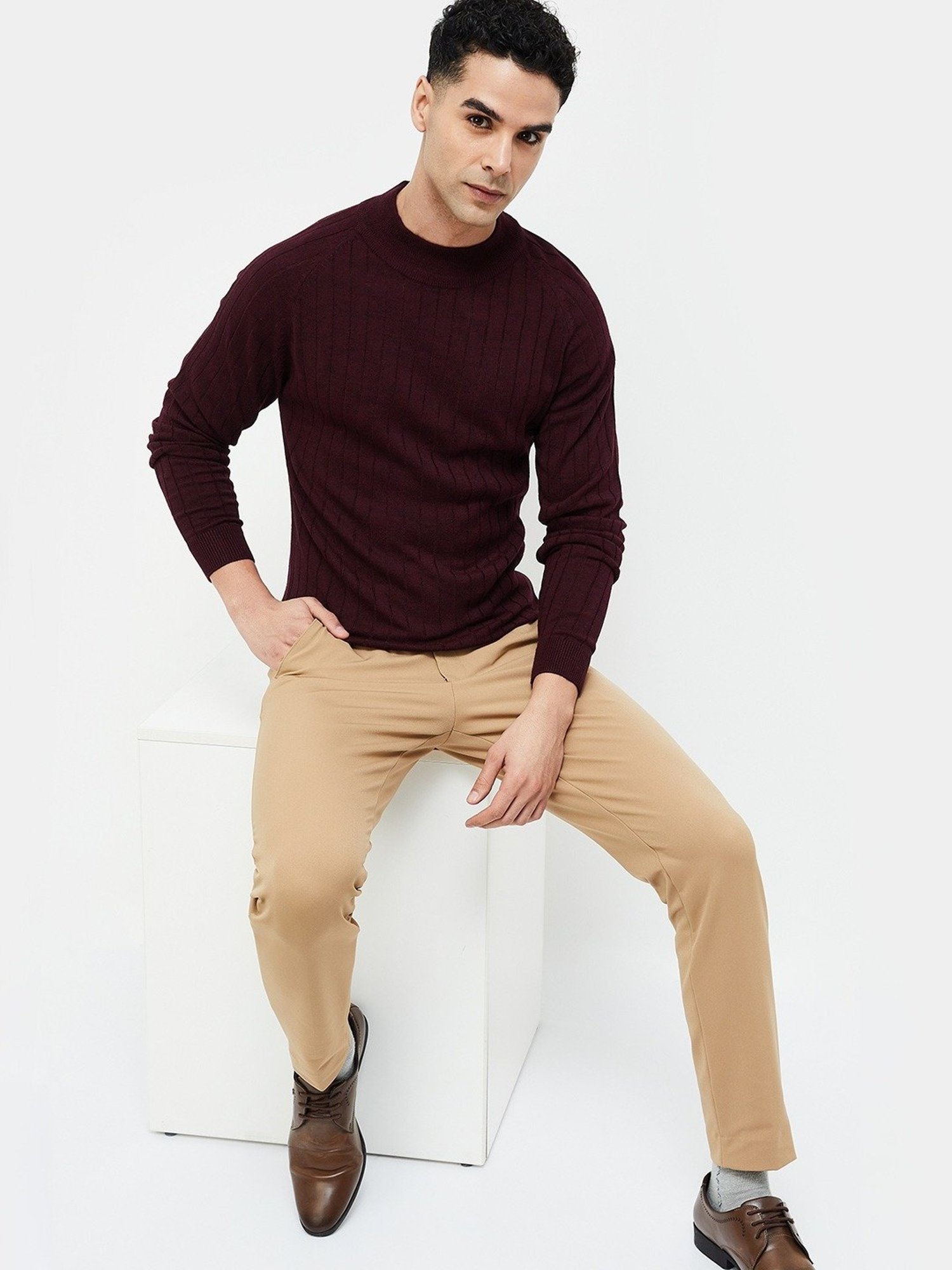 Code By Lifestyle Red Regular Fit Sweater