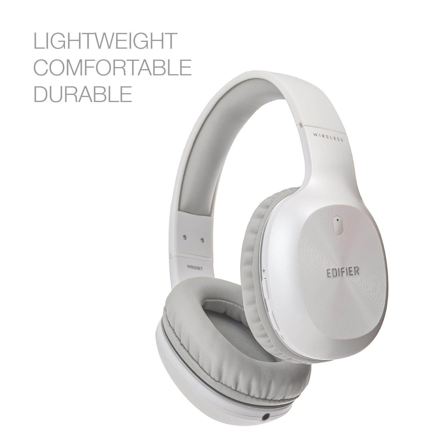 Edifier W800BT Bluetooth Headphones - Over-The-Ear Wireless Headphone, 35 Hours Long Playback, Lightweight - White