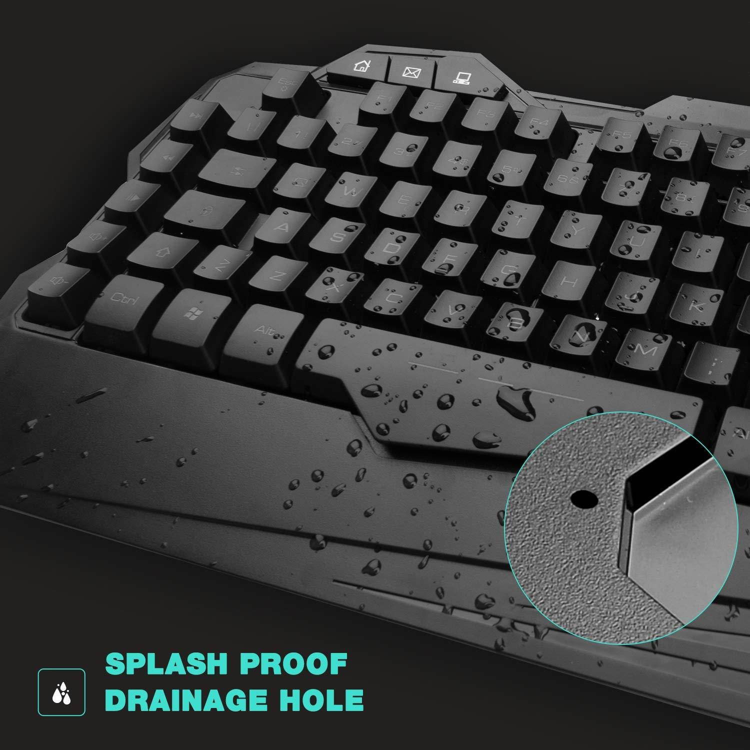 Havit Keyboard Rainbow Backlit Wired Gaming Keyboard Mouse Combo, LED 104 Keys USB Ergonomic Wrist Rest Keyboard, 3200DPI 6 Button Mouse for Windows PC Gamer Desktop, Computer (Black)