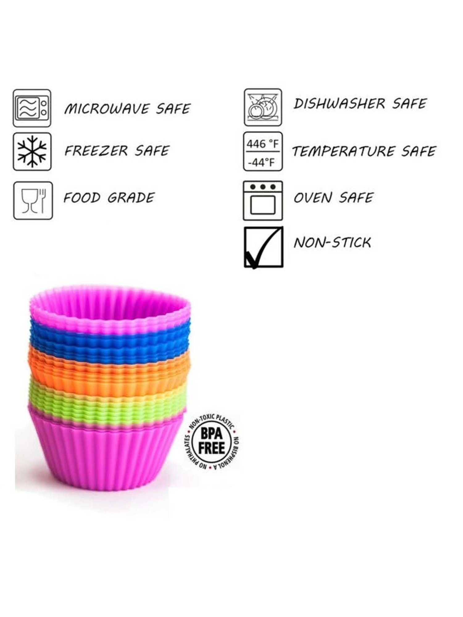HAZEL Yellow Silicone Round Muffin Mould (0.05 L) - Set of 6