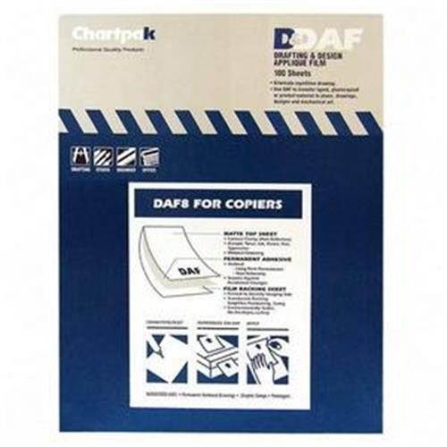 Chartpak Self-Adhesive Drafting Applique Film, 8-1/2 x 11, Clear, 100/Box