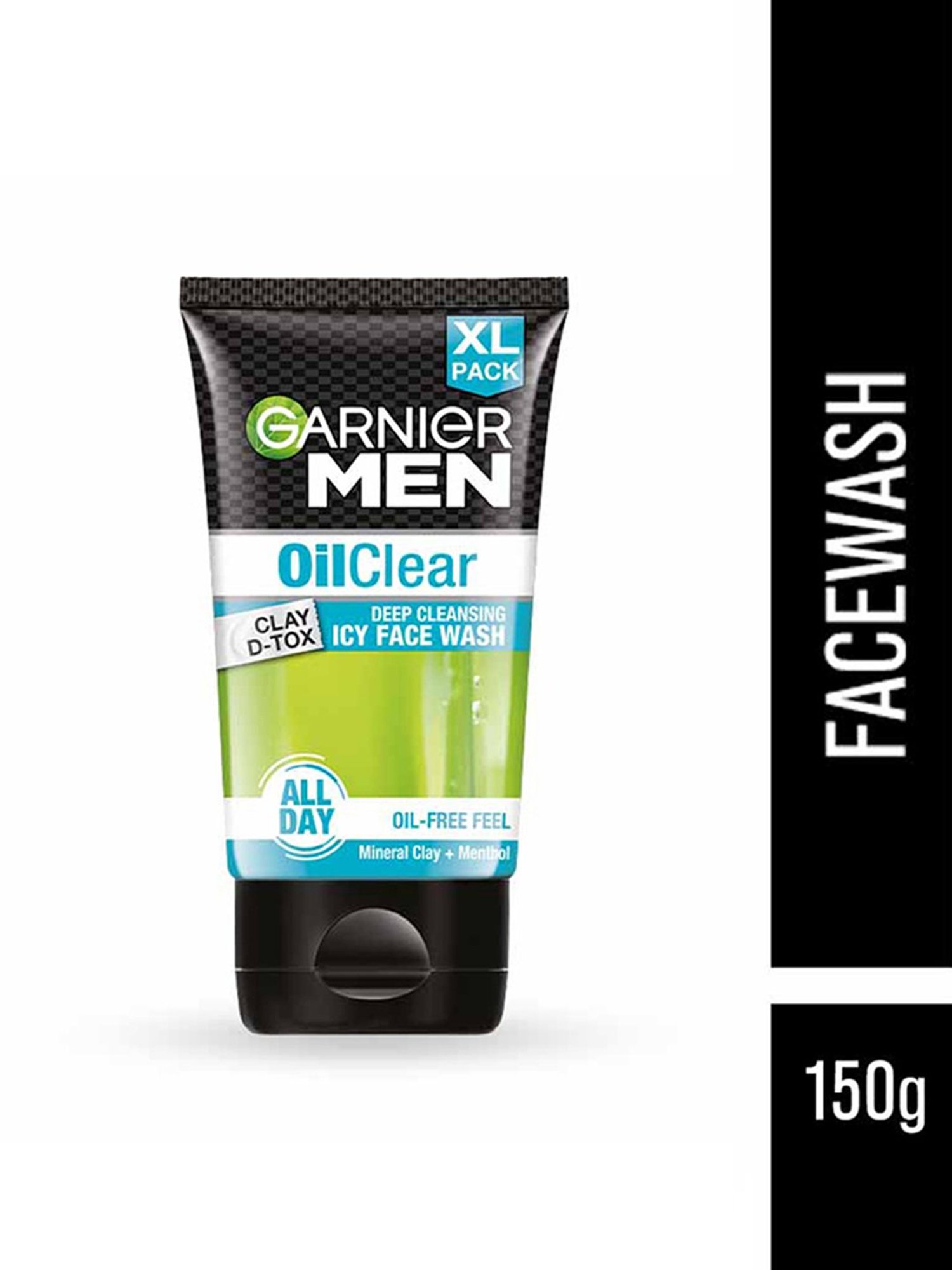 Garnier Men Oil Clear Clay D-Tox Deep Cleansing Icy Face Wash for Oily Skin - 150 gm