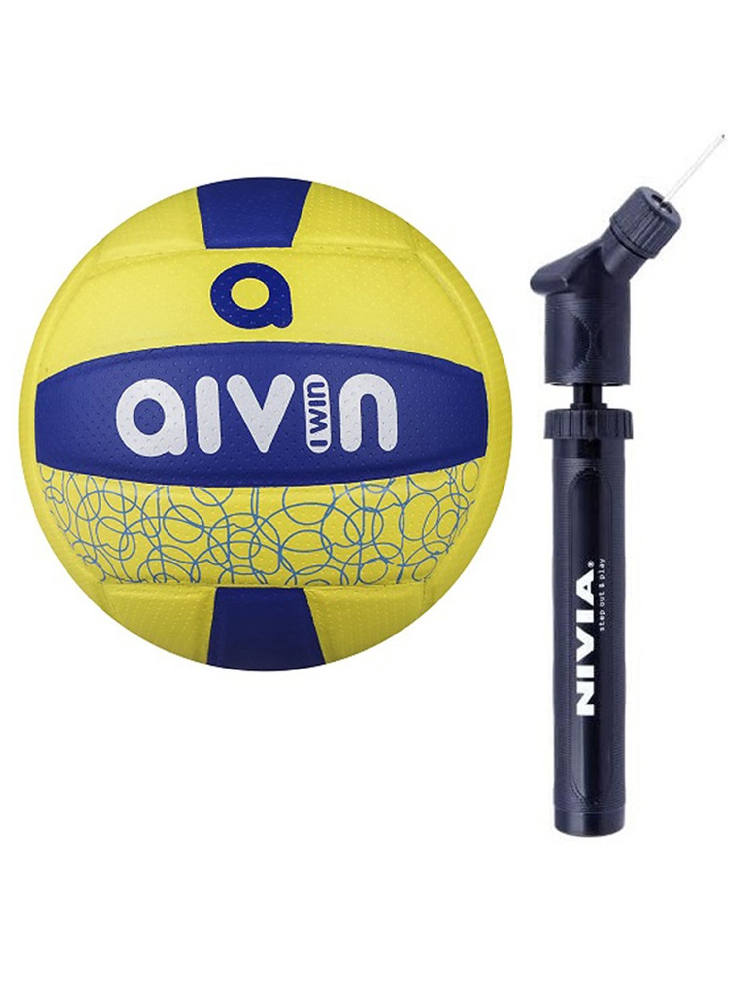 AIVIN Spectre Volleyball & Nivia Ball Pump Combo Pack (Mustard Yellow) Size - 4