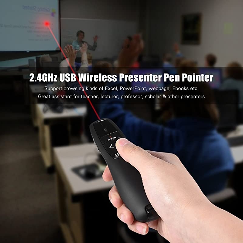 2.4GHz Wireless USB Powerpoint Presentation PPT Flip Pen Pointer Clicker Presenter with Built-in Reciver Red Light Remote Control for Teacher Lecturer Professor Scholar