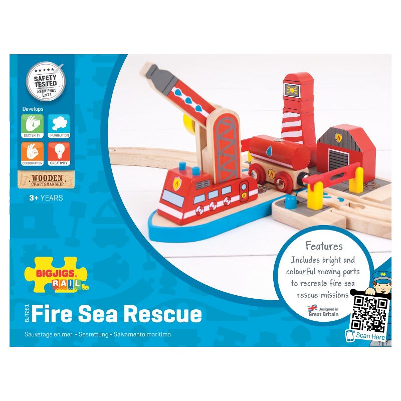 Bigjigs Rail Fire Sea Rescue Wooden Railway Train Set Accessory