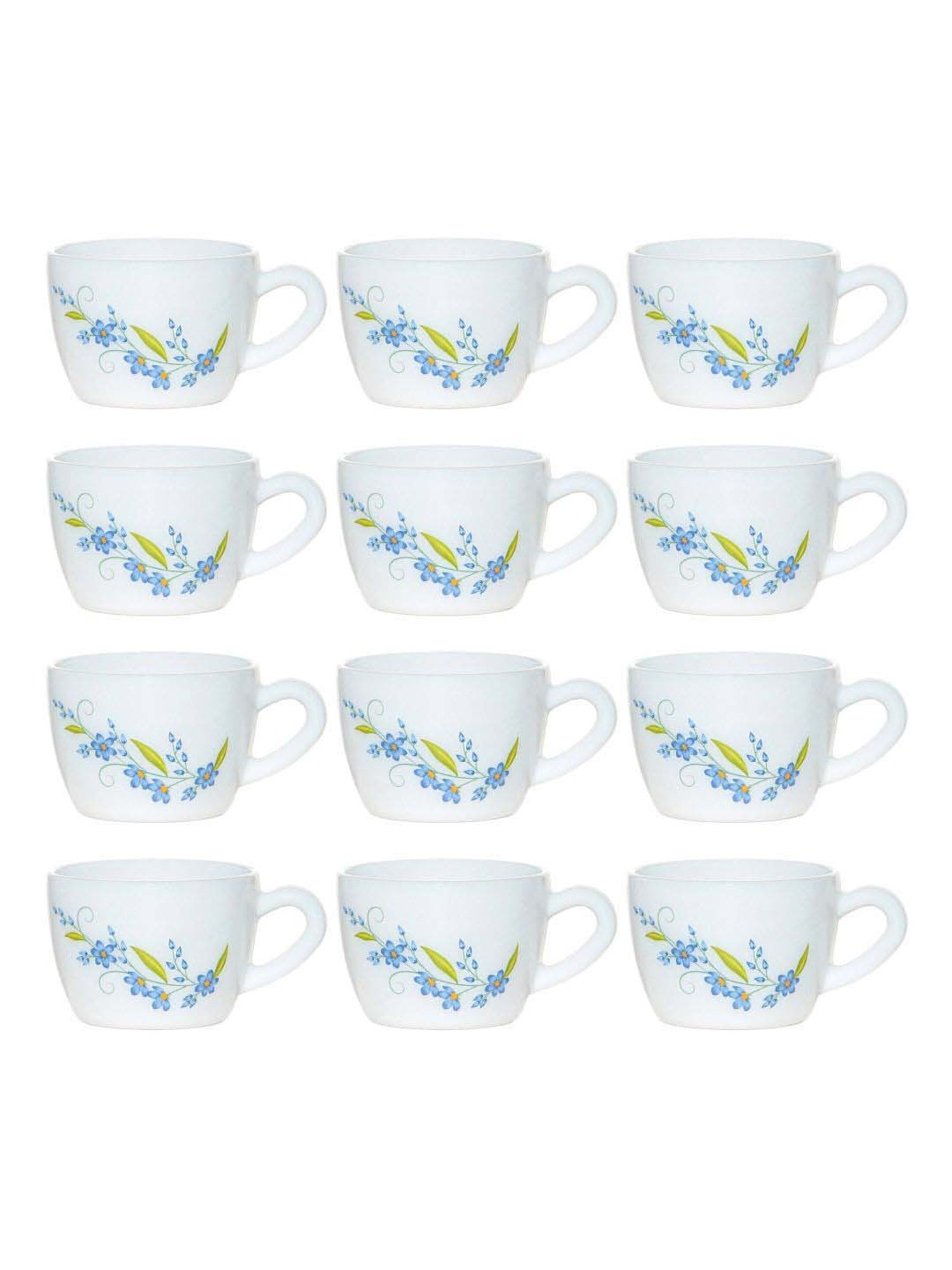 Cello White & Blue Glass Coffee Mug (0.13 L) - Set of 12