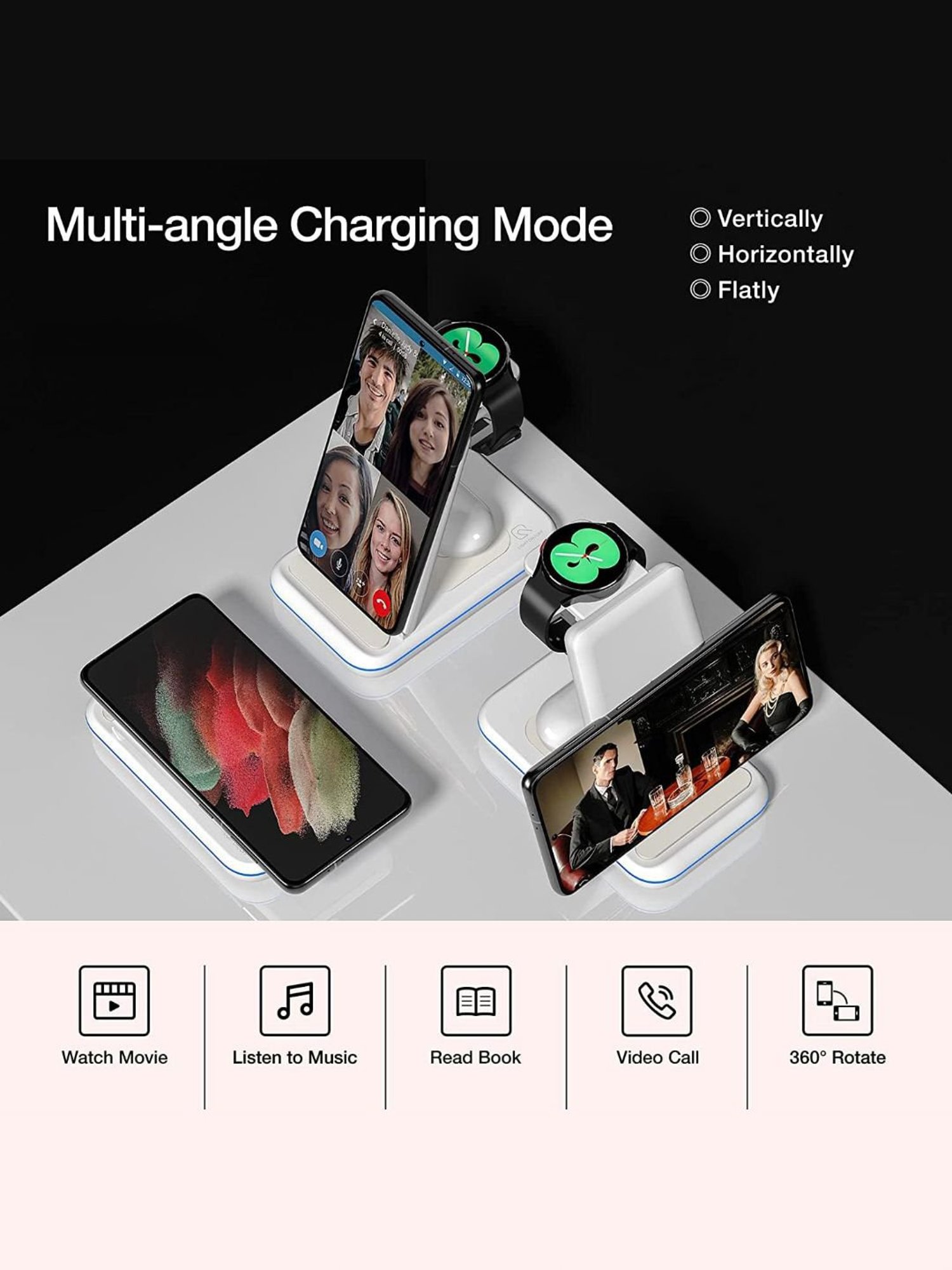 UNIGEN Unidock 350 23W Foldable Wireless Charging Station With QC 18W Adapter (White)