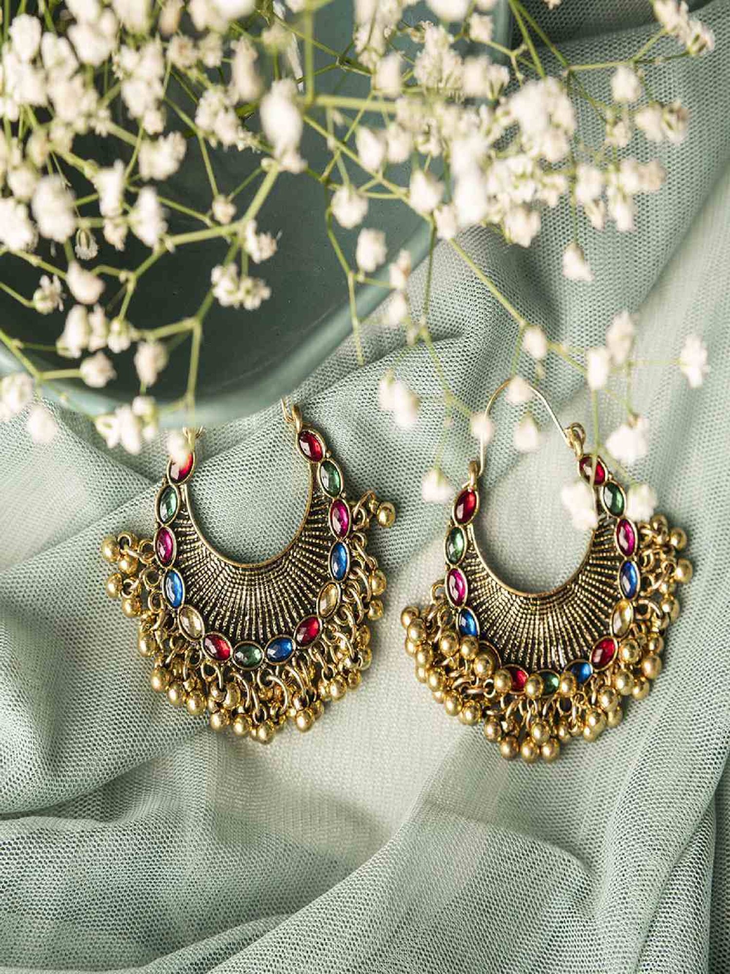 Jewelz Gold Plated Handcrafted Pearl Bali Earring for Women