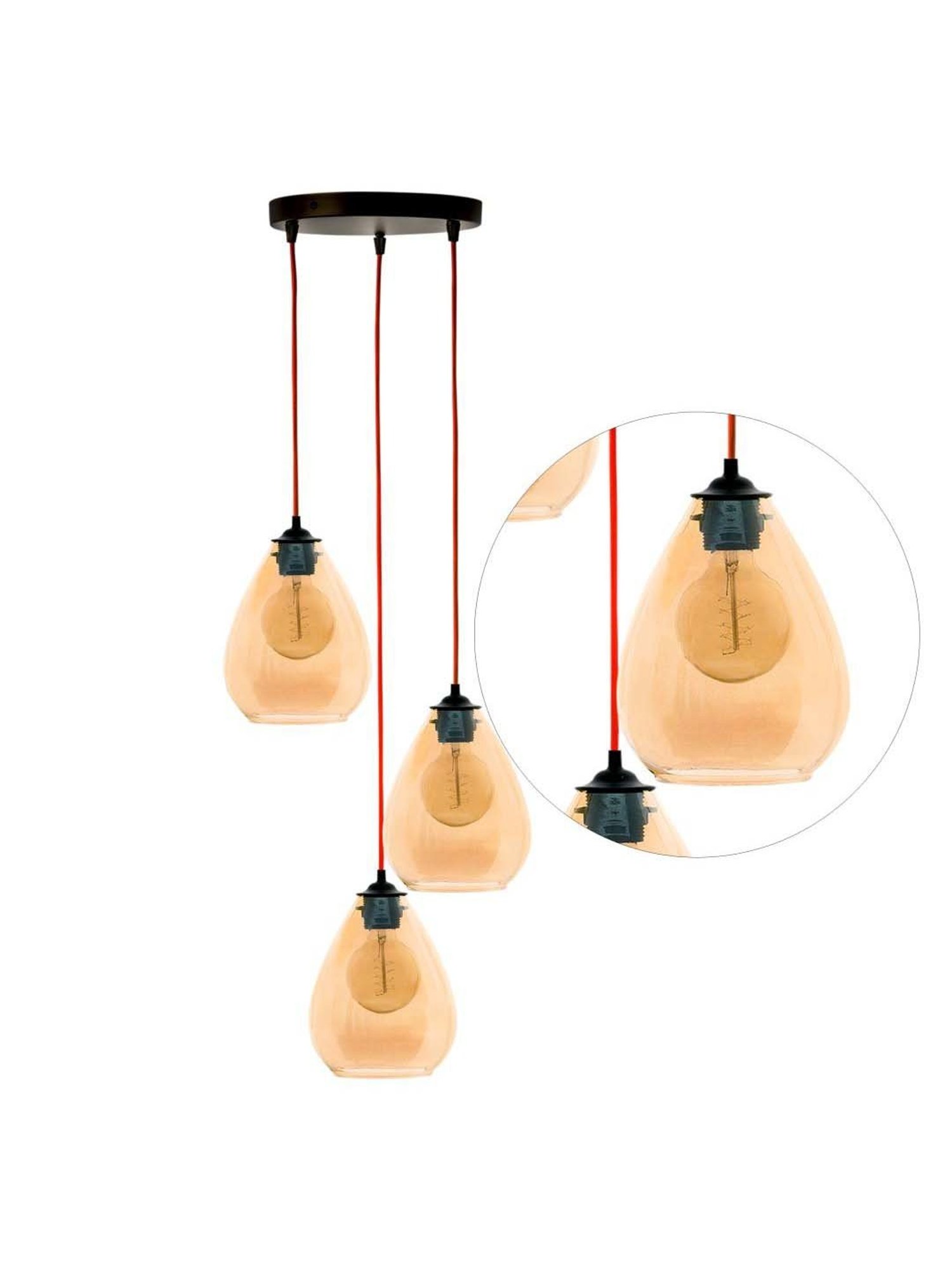 Kapoor E Illuminations Fondi Amber Glass Cluster Round Hanging Light