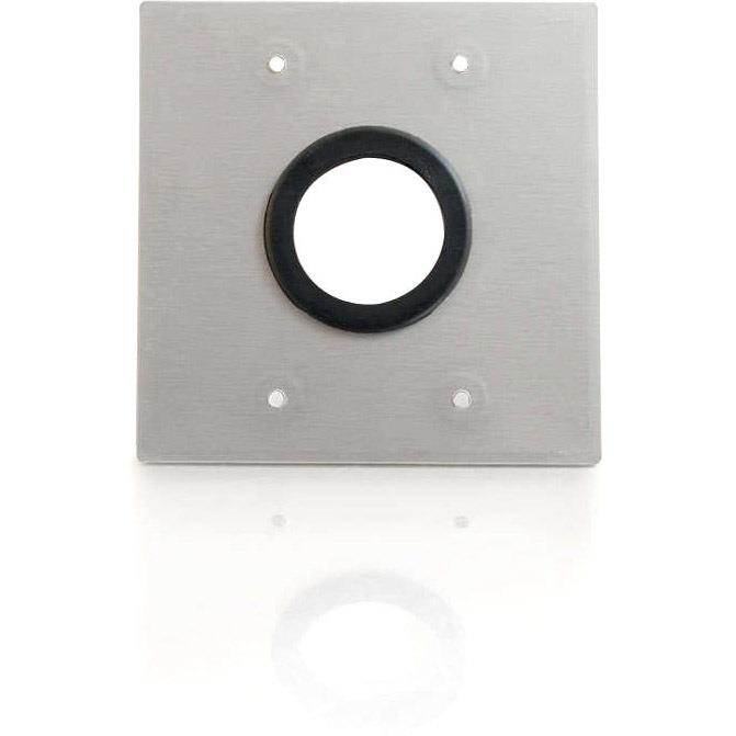 C2g 1.5In Grommet Cable Pass Through Double Gang Wall Plate - Brushed Aluminum